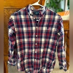 Ralph Lauren Boys Cotton Long Sleeve Button Down Shirt Plaid Size Medium - 10-12